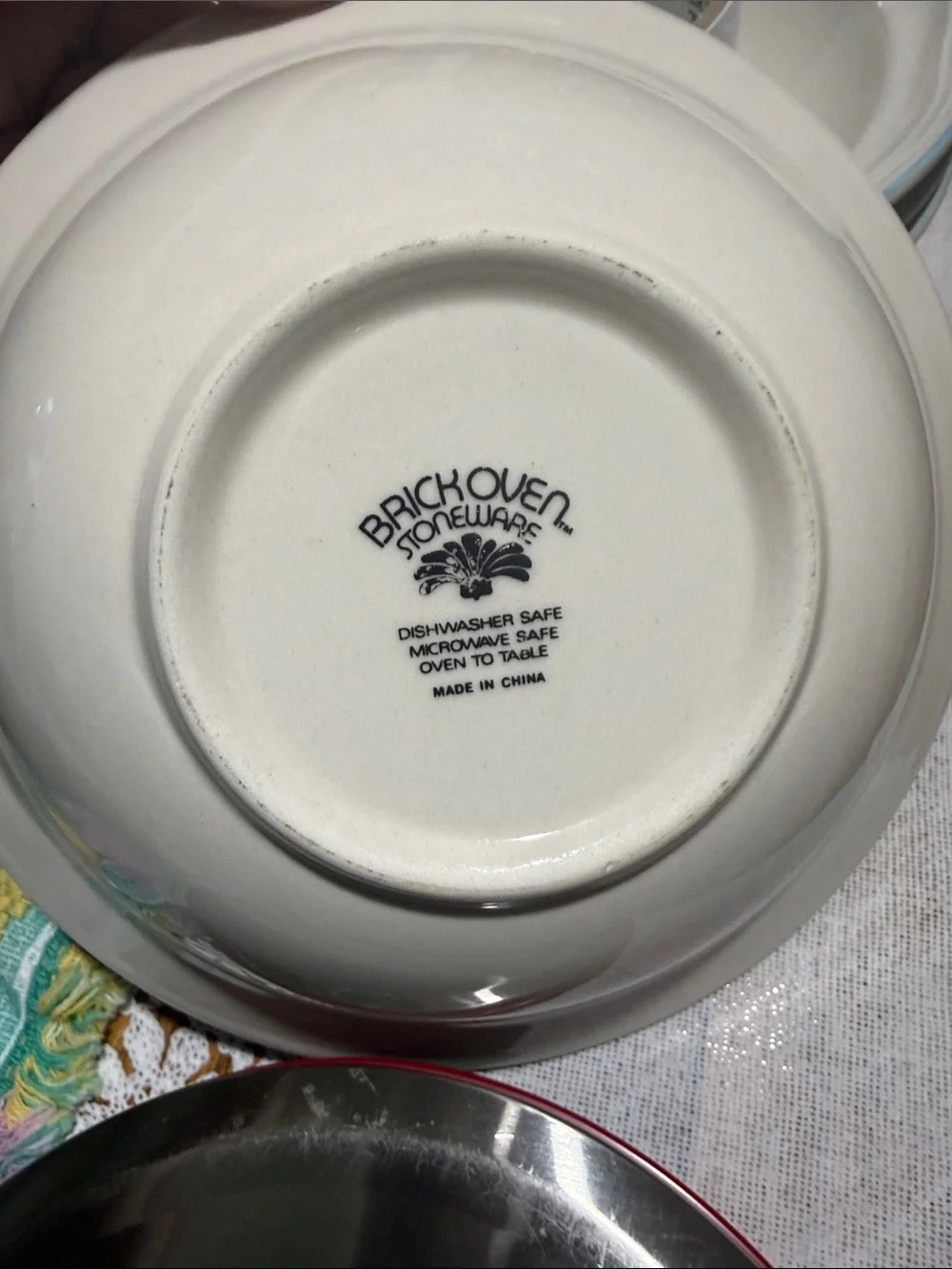Brick oven stoneware set of 4 bowls cottagecore